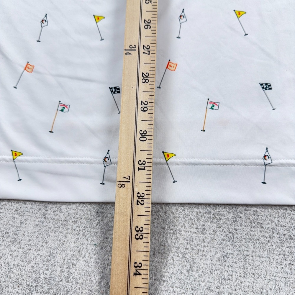 FootJoy Polo Shirt Men XL White Pinehurst Flags Geometric All Over Print STAIN* - Picture 10 of 12